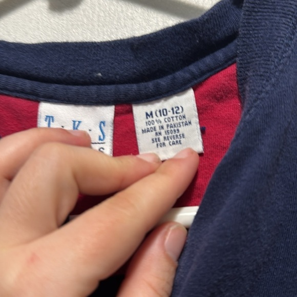 Tks boys button tshirt medium 10-12 blue and red - Picture 3 of 8